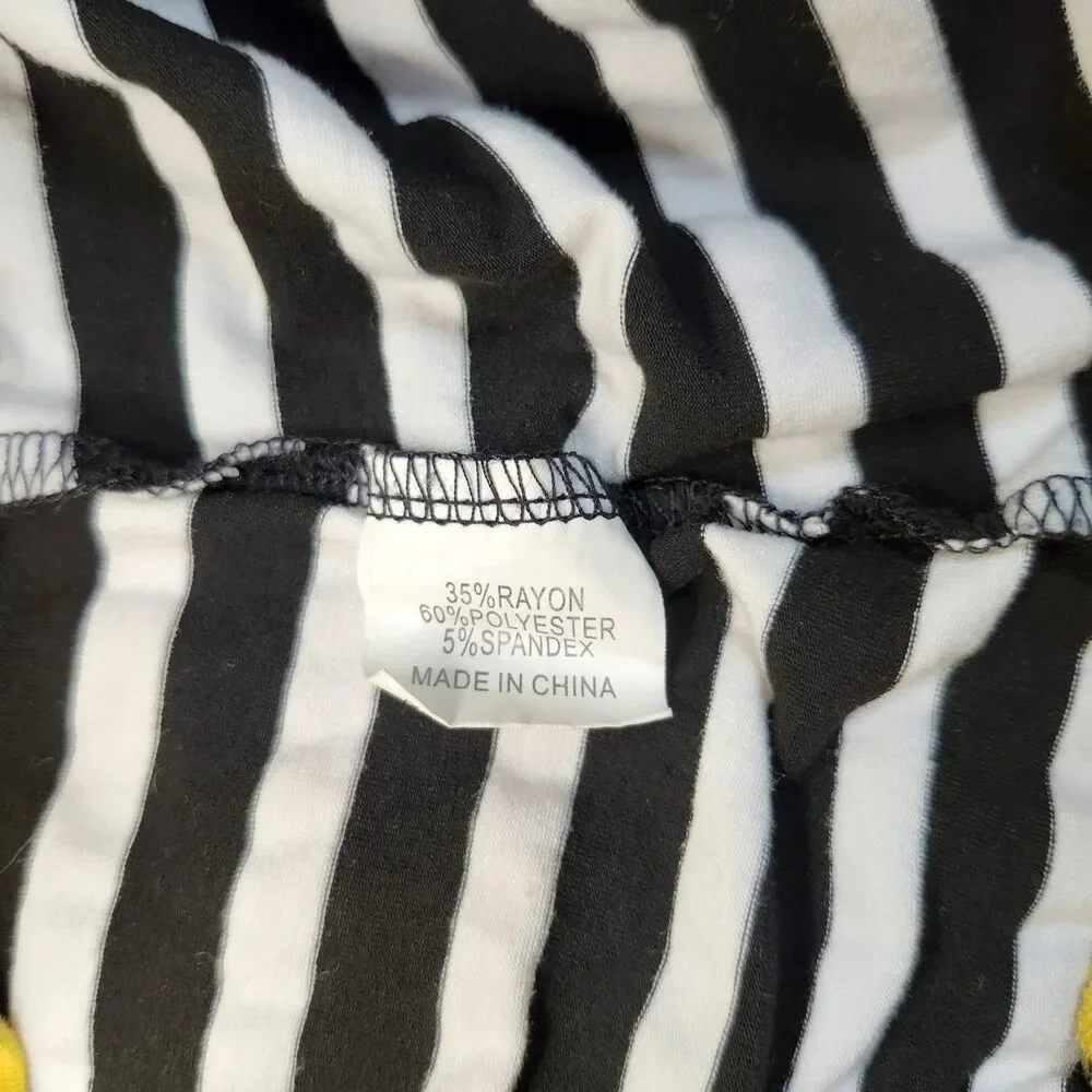 Tickled Teal Striped Snap Front Cardigan Black White Yellow Hipster M (Small) - Picture 10 of 11